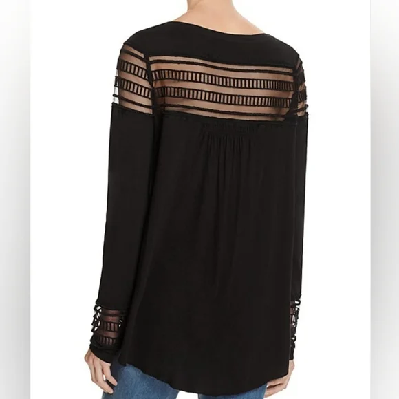 Free People Roxie Mesh Black Sheer Panel Women's Top Whimsy Fairy Goth Grunge - Picture 1 of 5
